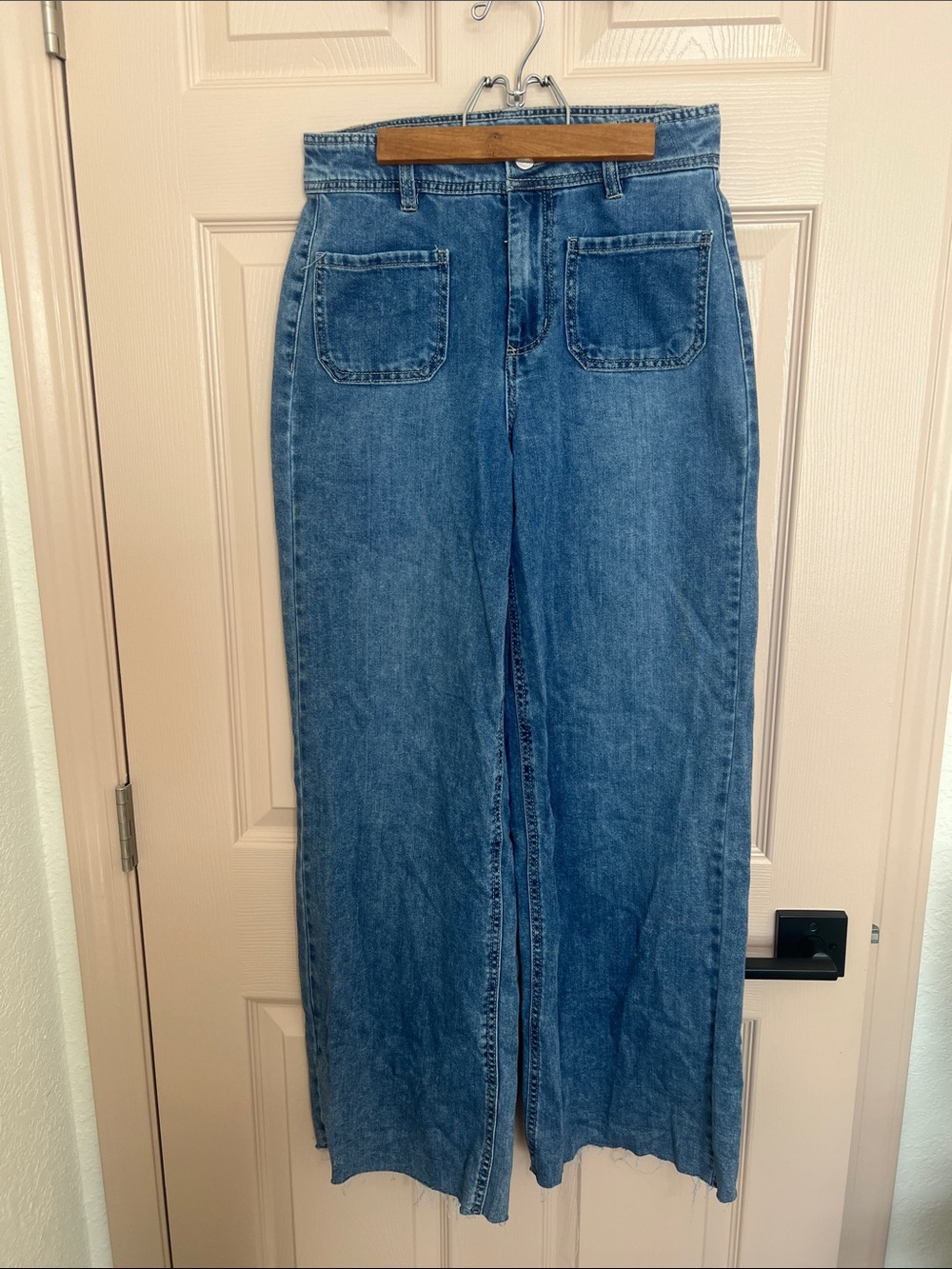 Oat New York Wide-Leg Jeans in Medium Blue Denim